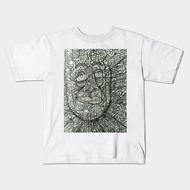 greyscale face Kids T-Shirt by BondonArt